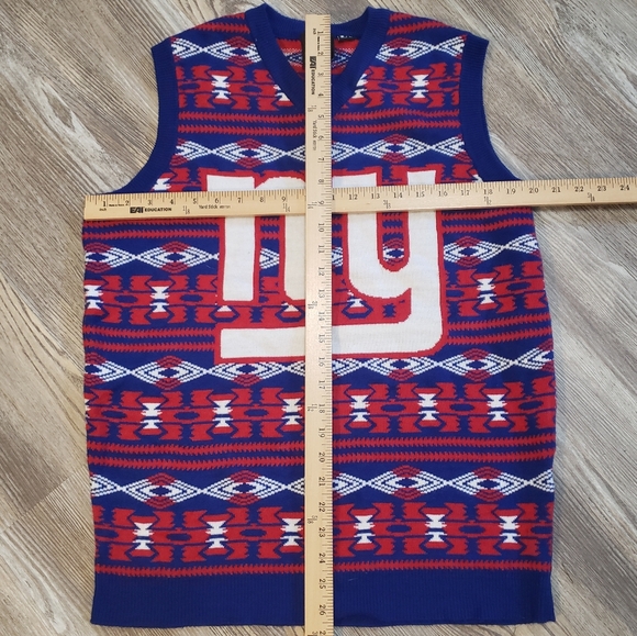 NFL Team Apparel NY Giants Mens M Sweater Vest Knit Blue Red White Football - Picture 3 of 7